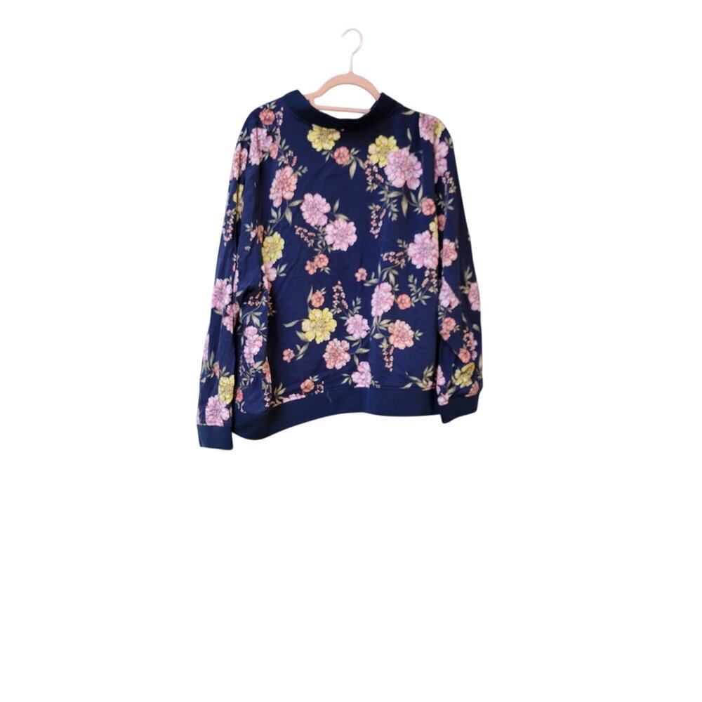 Torrid Blue Floral Bomber Jacket Rayon Women's 4x NWOT - Picture 12 of 13